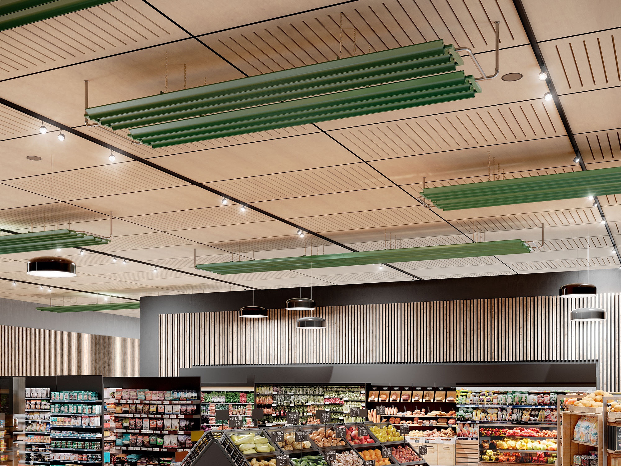 Супермаркет с инфракрасными потолочными профилями Arbonia Cross