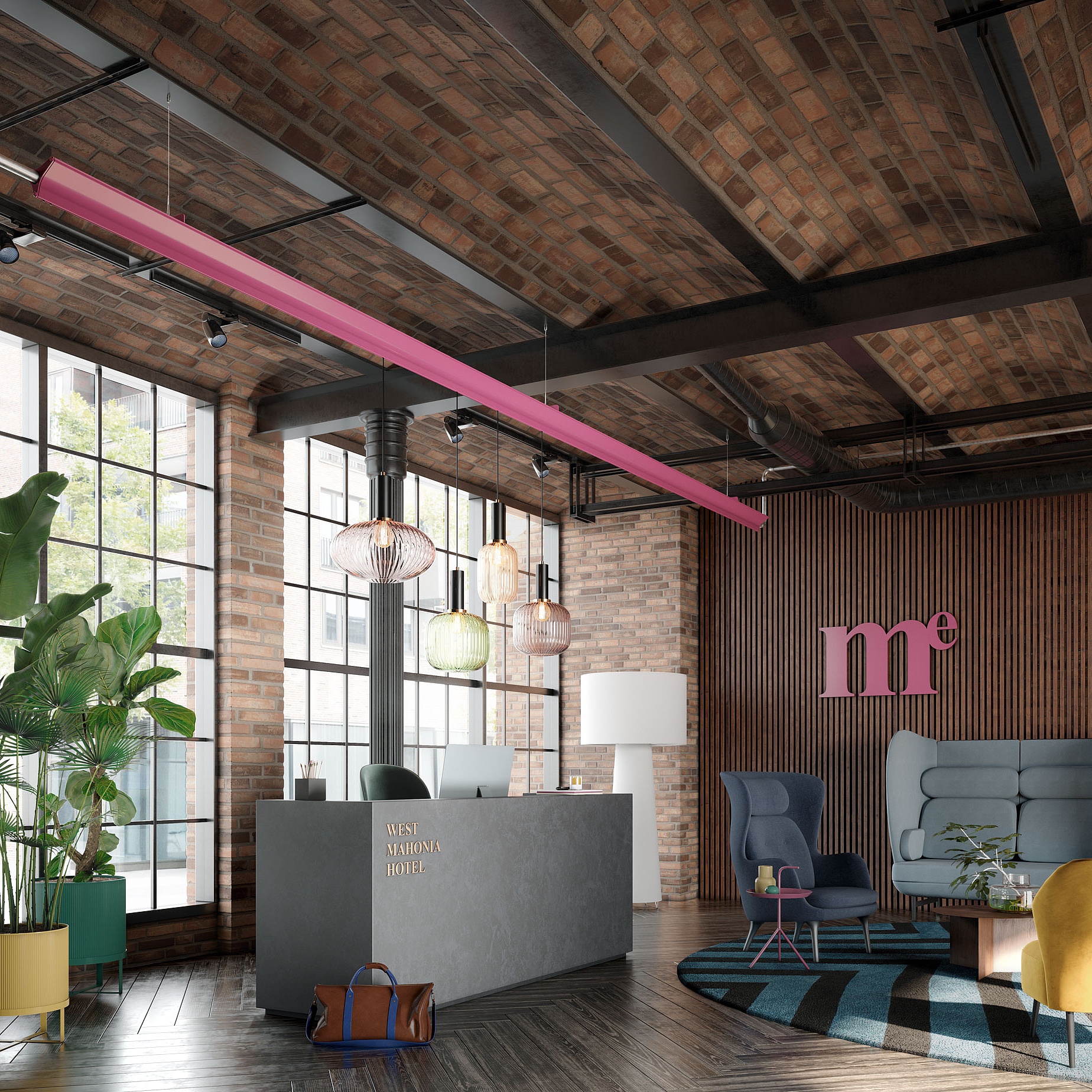 Radiant ceiling profiles Cross from Arbonia Modern hotel lobby with radiant ceiling profiles Cross from Arbonia