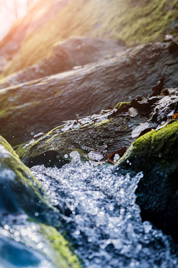 water flowing over rocks
