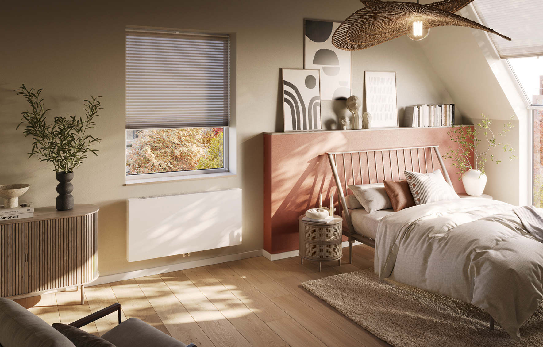 Heat Pump Convector by Arbonia in the bedroom