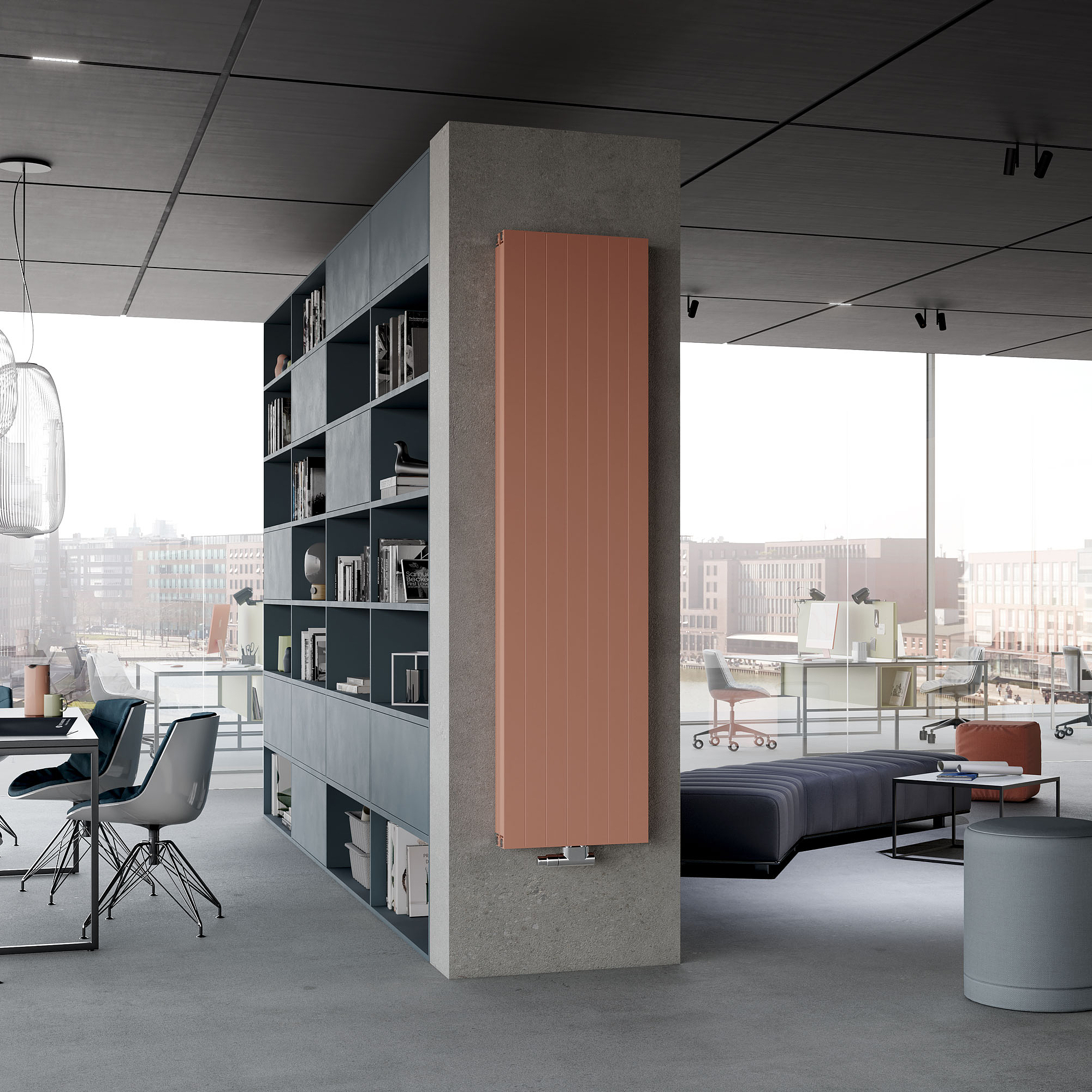 Arbonia heating panel mounted in an office