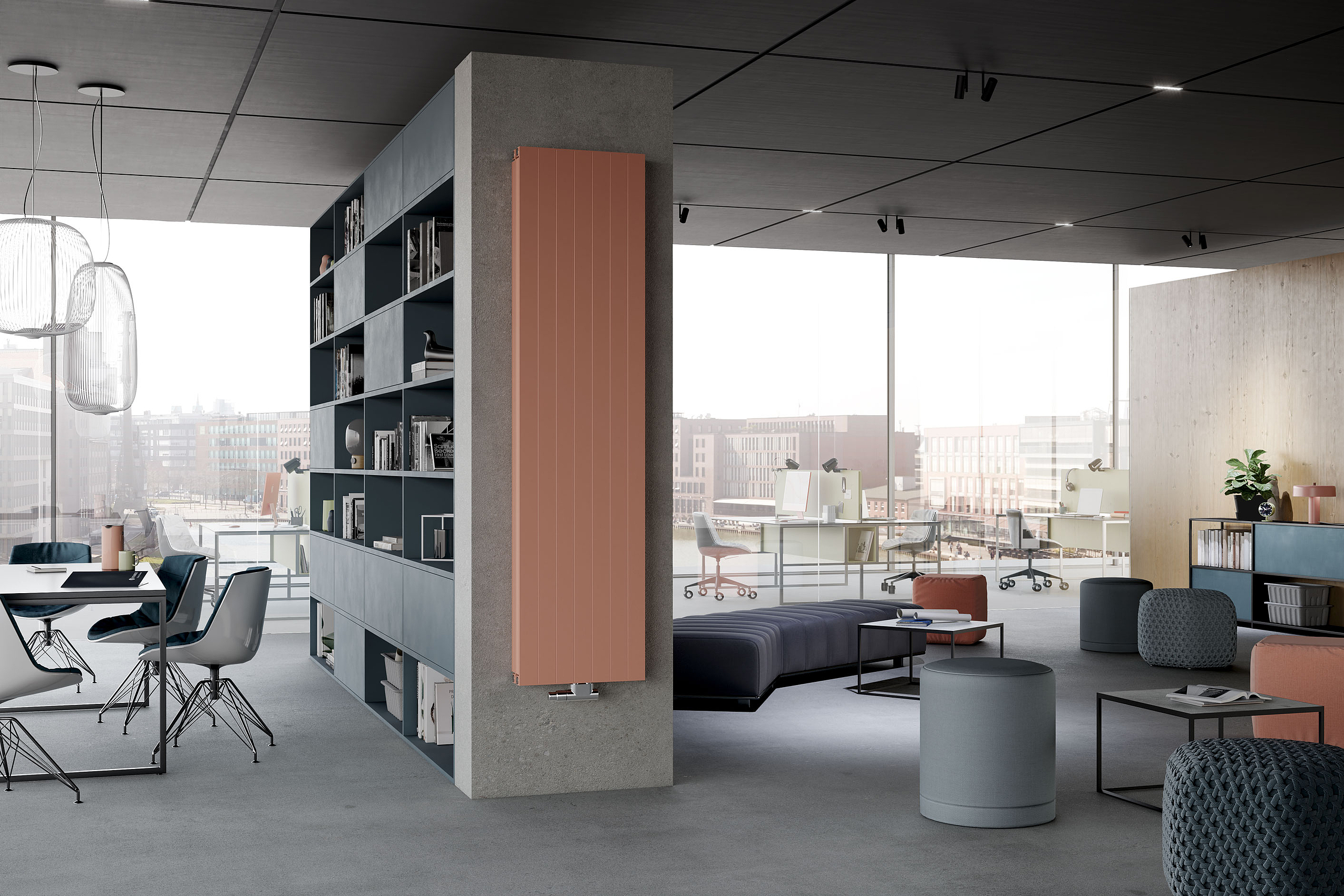 Heizwand von Arbonia in einem Büro montiert